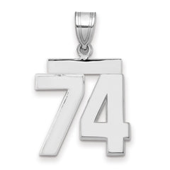 14kw Medium Polished Number 74 Charm