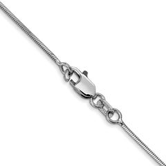 14K White Gold 20 inch 1mm Octagonal Snake with Lobster Clasp Chain