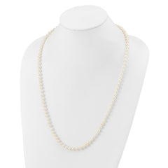 14k White Gold 5-6mm White Near Round Freshwater Cultured Pearl 24 inch Necklace