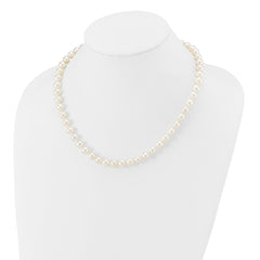 14k White Gold 7-8mm White Near Round Freshwater Cultured Pearl 18 inch Necklace