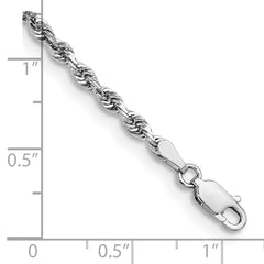 14K White Gold 8 Inch 3mm Diamond-cut Quadruple Rope Lobster Clasp Chain