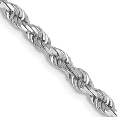 14K White Gold 22 Inch 3.35mm Diamond-cut Quadruple Rope Lobster Clasp Chain