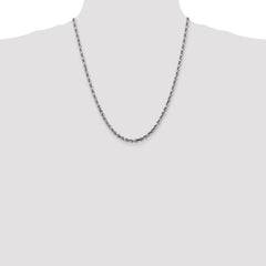 14K White Gold 22 Inch 4mm Diamond-cut Quadruple Rope Lobster Clasp Chain