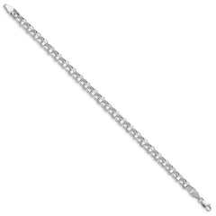 14k White Gold 5mm Hollow Double Link 7.25 inch Charm Bracelet