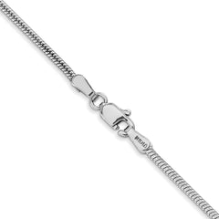 14K White Gold 18 inch 1.6mm Round Snake Lobster Clasp Chain