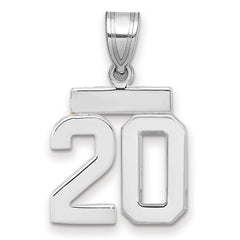 14kw Small Polished Number 20 Charm