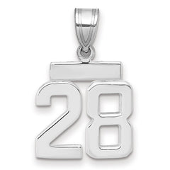 14kw Small Polished Number 28 Charm
