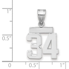 14kw Small Polished Number 34 Charm