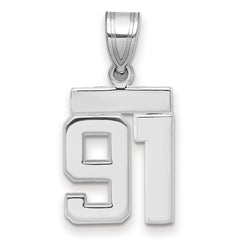 14kw Small Polished Number 91 Charm