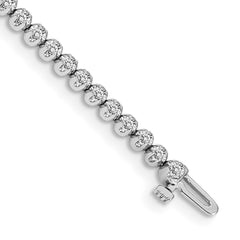 14k White Gold Complete 1 carat Round A Diamond 4-prong 7 inch Tennis Bracelet