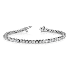 14k White Gold Complete 4.18 carat Round A Diamond 2-prong 7 inch Tennis Bracelet