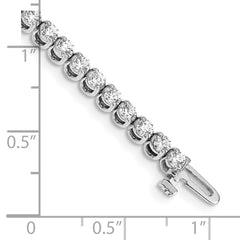 14k White Gold Complete 4.18 carat Round A Diamond 2-prong 7 inch Tennis Bracelet