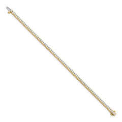 14k Complete 4 carat Princess AA Diamond 4-prong 7 inch Tennis Bracelet