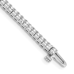 14k White Gold Complete 4 carat Princess AA Diamond 4-prong 7 inch Tennis Bracelet