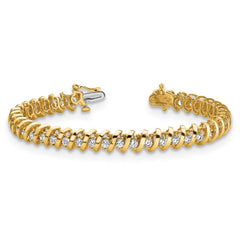 14k Complete 0.93 carat Round A Diamond Fancy Spiral 7 inch Tennis Bracelet