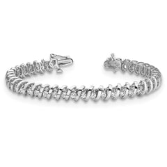 14k White Gold Complete 0.93 carat Round A Diamond Fancy Spiral 7 inch Tennis Bracelet