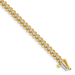 14k Complete 1.4 carat Round VS Diamond Fancy Spiral 7 inch Tennis Bracelet