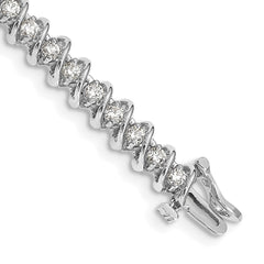 14k White Gold Complete 2.25 carat Round AA Diamond Fancy Spiral 7 inch Tennis Bracelet