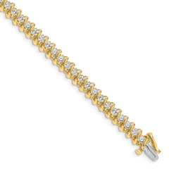 14k Complete 3.31 carat Round A Diamond Fancy Spiral 7 inch Tennis Bracelet