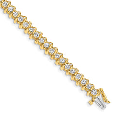14k Complete 3.72 carat Round AA Diamond Fancy Spiral 7 inch Tennis Bracelet
