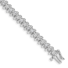 14k White Gold Complete 3.72 carat Round AAA Diamond Fancy Spiral 7 inch Tennis Bracelet