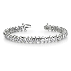 14k White Gold Complete 5 carat Round AAA Diamond Fancy Spiral 7 inch Tennis Bracelet