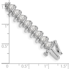 14k White Gold Complete 5 carat Round AA Diamond Fancy Spiral 7 inch Tennis Bracelet