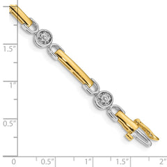 14k Two-tone Complete 1/2 carat Round A Diamond Bar 7 inch Tennis Bracelet