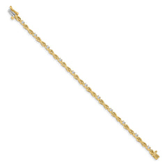 14k Complete 1/2 carat Round A Diamond 4-prong X-design 7 inch Tennis Bracelet