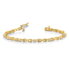 14k Complete 1/2 carat Round A Diamond 4-prong X-design 7 inch Tennis Bracelet