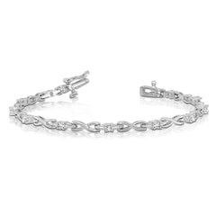 14k White Gold Complete 1/2 carat Round AAA Diamond 4-prong X-design 7 inch Tennis Bracelet