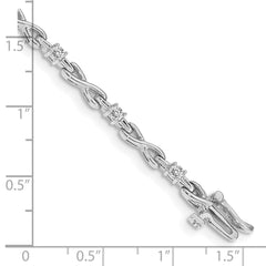 14k White Gold Complete 1/2 carat Round AA Diamond 4-prong X-design 7 inch Tennis Bracelet