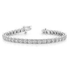 14k White Gold Complete 3.75 carat Round AA Diamond 4-prong 7 inch Tennis Bracelet
