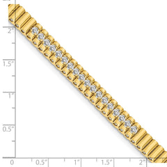 14k Complete 0.93 carat Round AA Diamond 4-prong 7-inch Link Bracelet