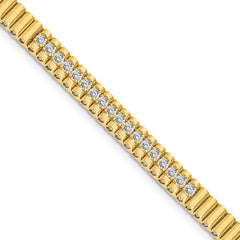 14k Complete 0.93 carat Round AA Diamond 4-prong 7-inch Link Bracelet