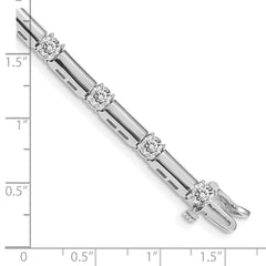14k White Gold Complete 2.8 carat Round AA Diamond Bar Link 7 inch Tennis Bracelet