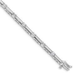 14k White Gold Complete 2.8 carat Round A Diamond Bar Link 7 inch Tennis Bracelet