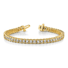 14k Complete 3.5 carat Round VS Diamond Half-Bezel 7 inch Tennis Bracelet