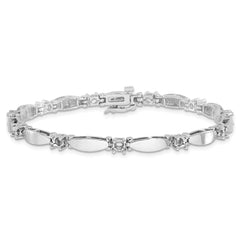 14k White Gold Holds 1.87 carat 11-3.5mm Round Diamond Curved Bar Link 7 inch Tennis Bracelet Mounting