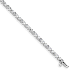 14k White Gold Complete 2.4 carat Round AA Diamond 3-prong 7 inch Tennis Bracelet