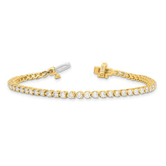 14k Complete 3.3 carat Round AAA Diamond 3-prong 7 inch Tennis Bracelet