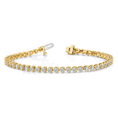 14k Complete 4.3 carat Round AA Diamond 3-prong 7 inch Tennis Bracelet
