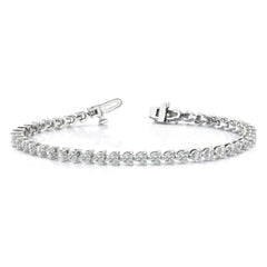 14k White Gold Complete 4.3 carat Round VS Diamond 3-prong 7 inch Tennis Bracelet