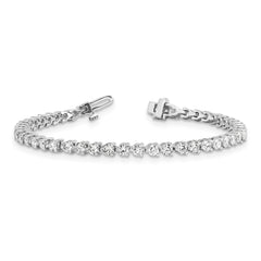 14k White Gold Complete 4.73 carat Round A Diamond 3-prong 7 inch Tennis Bracelet