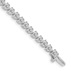 14k White Gold Complete 7 carat Round AAA Diamond 3-prong 7 inch Tennis Bracelet