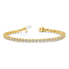 14k Complete 8.5 carat Round VS Diamond 3-prong 7 inch Tennis Bracelet
