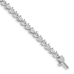 14k White Gold Complete 10.2 carat Round AAA Diamond 3-prong 7 inch Tennis Bracelet