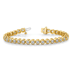 14k Complete 5 carat Round A Diamond 2-prong 7 inch Tennis Bracelet
