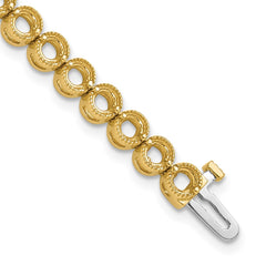 14k Holds 5 carat 36-3.3mm Round Diamond 2-prong 7 inch Tennis Bracelet Mounting