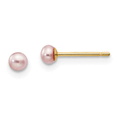 14k 3-4mm Purple Button Freshwater Cultured Pearl Stud Post Earrings
